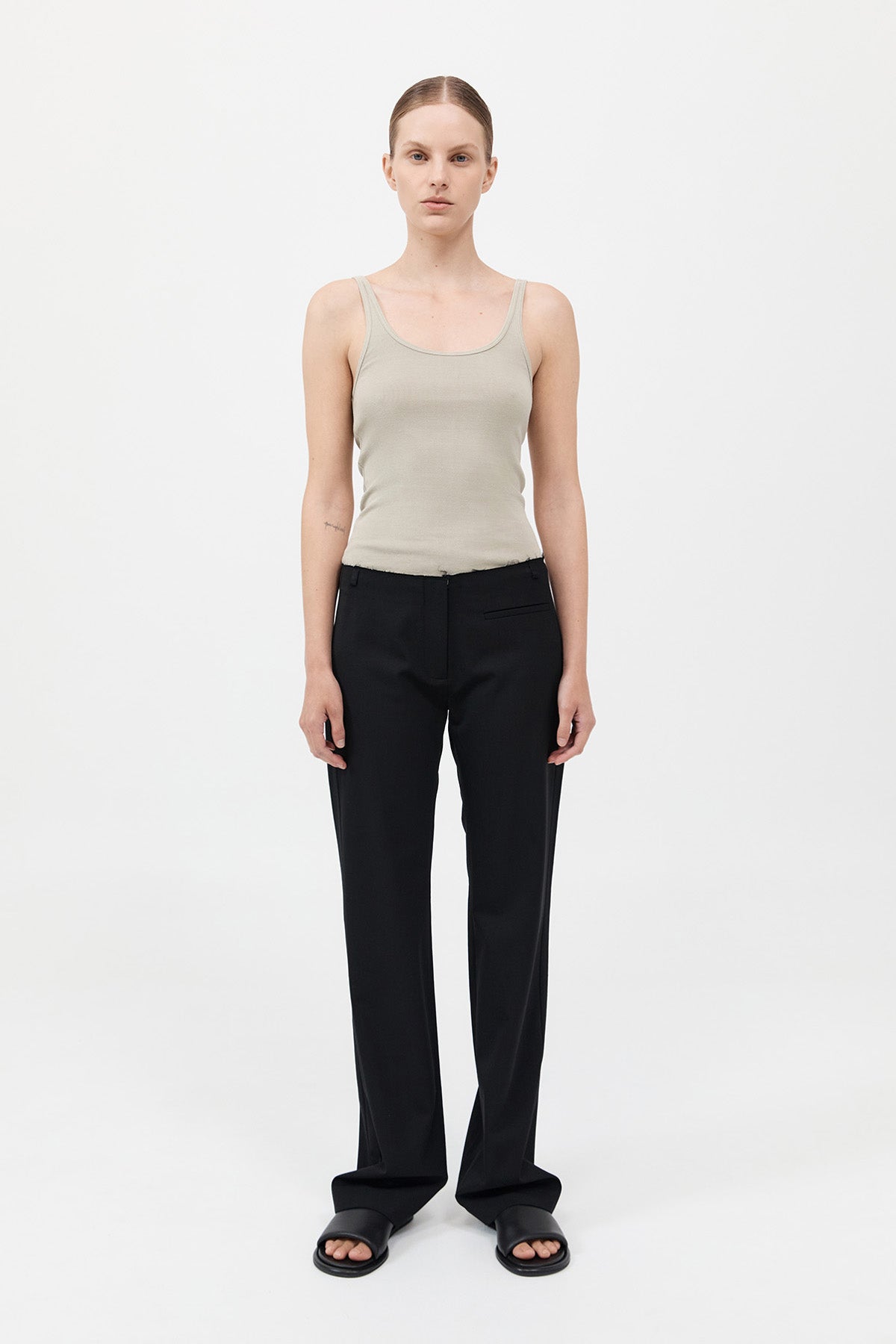 Organic Cotton Slim Scoop Tank - Moss Grey