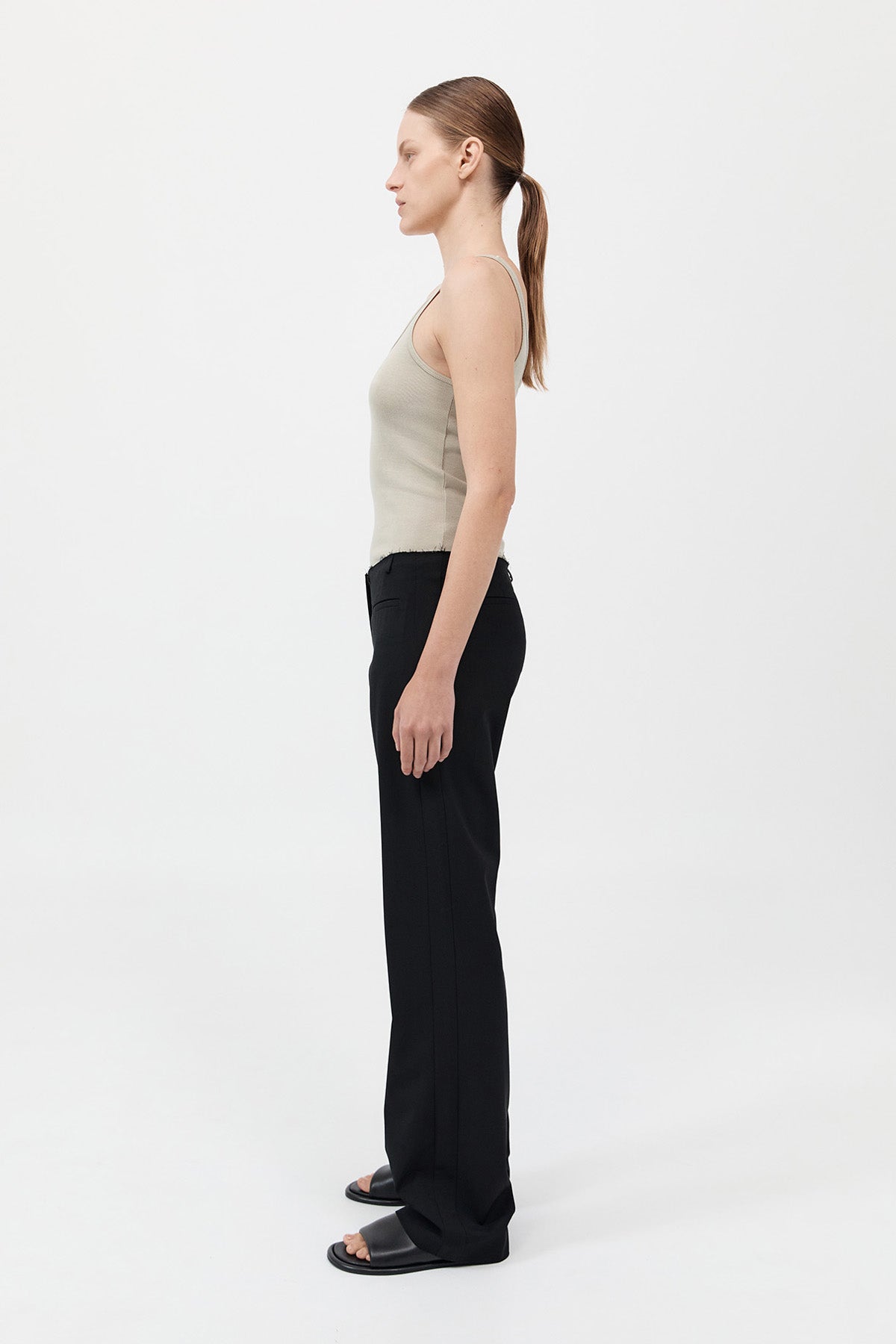 Organic Cotton Slim Scoop Tank - Moss Grey