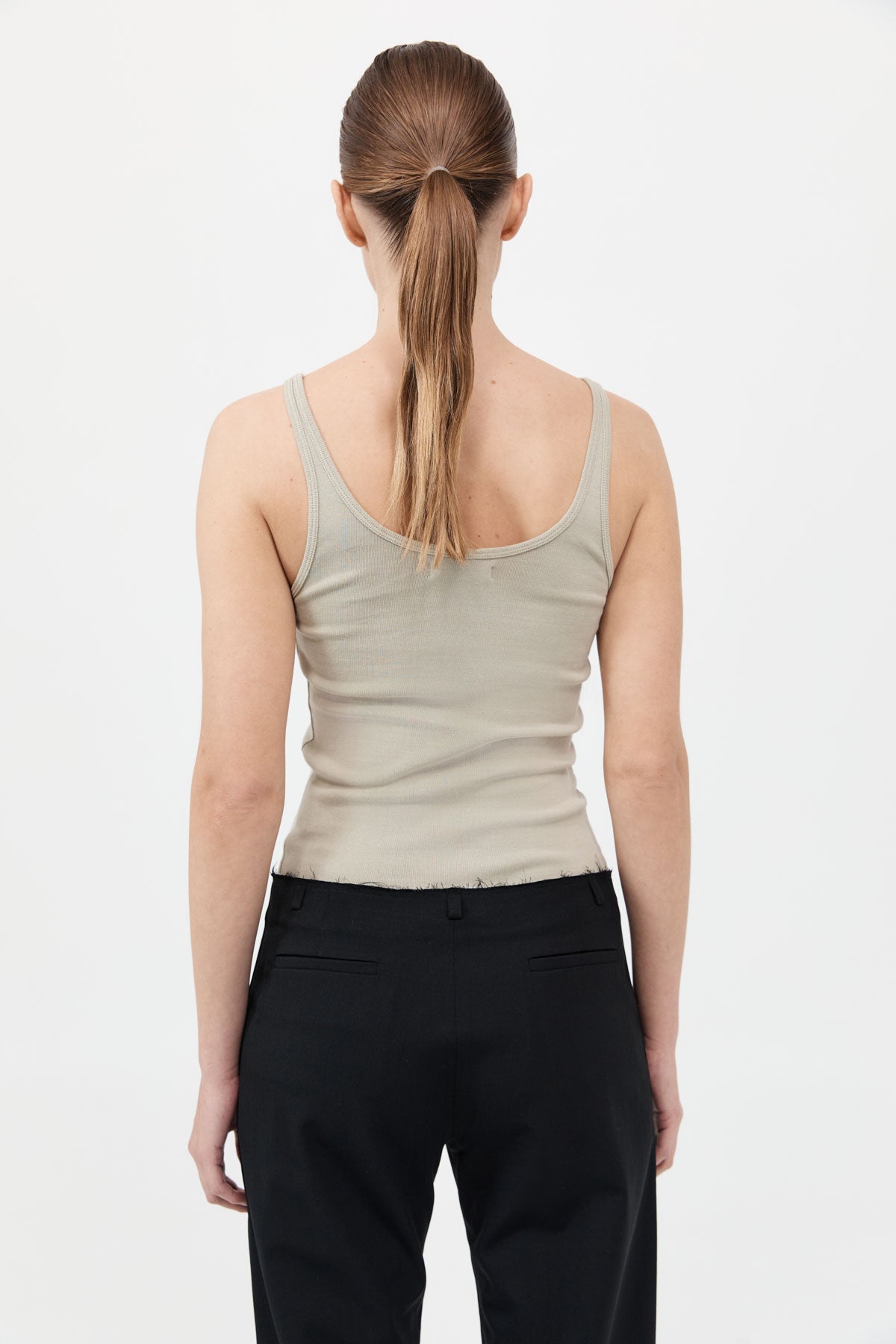 Organic Cotton Slim Scoop Tank - Moss Grey
