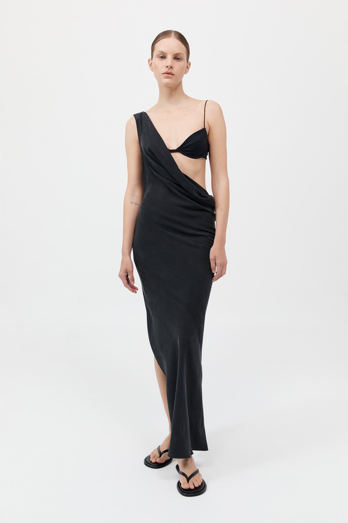 Layered Drape Dress - Black