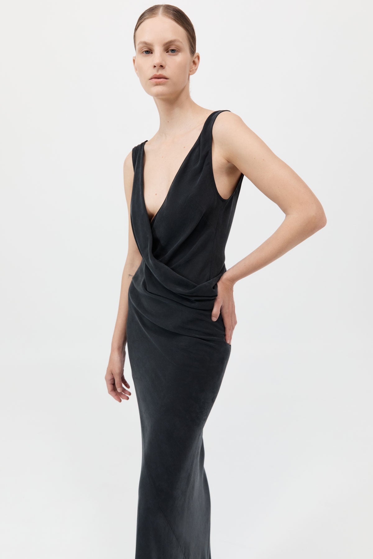 Layered Drape Dress - Black