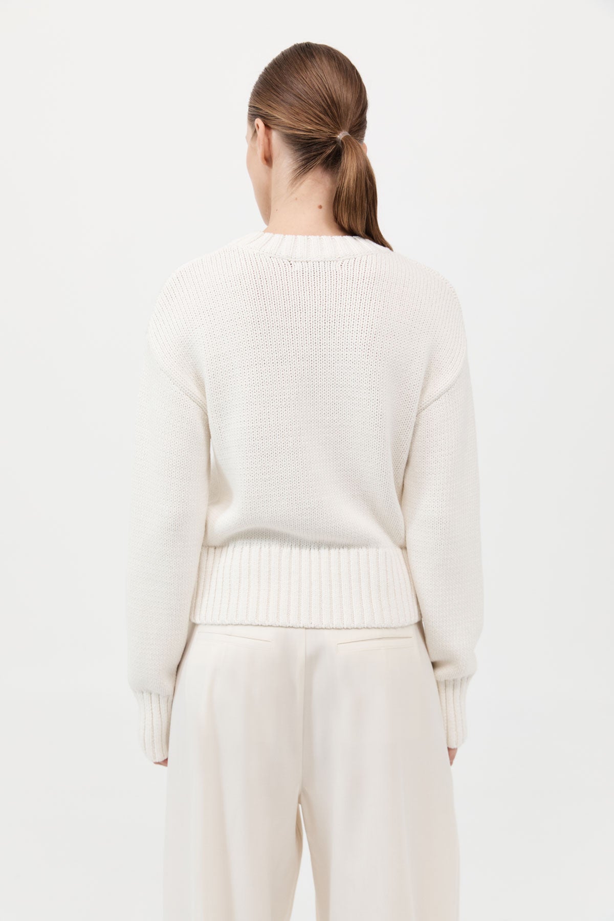Linen Silk Blend Jumper - Salt
