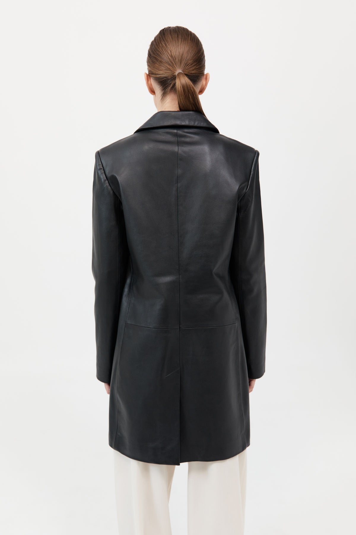 Leather Longline Jacket - Black
