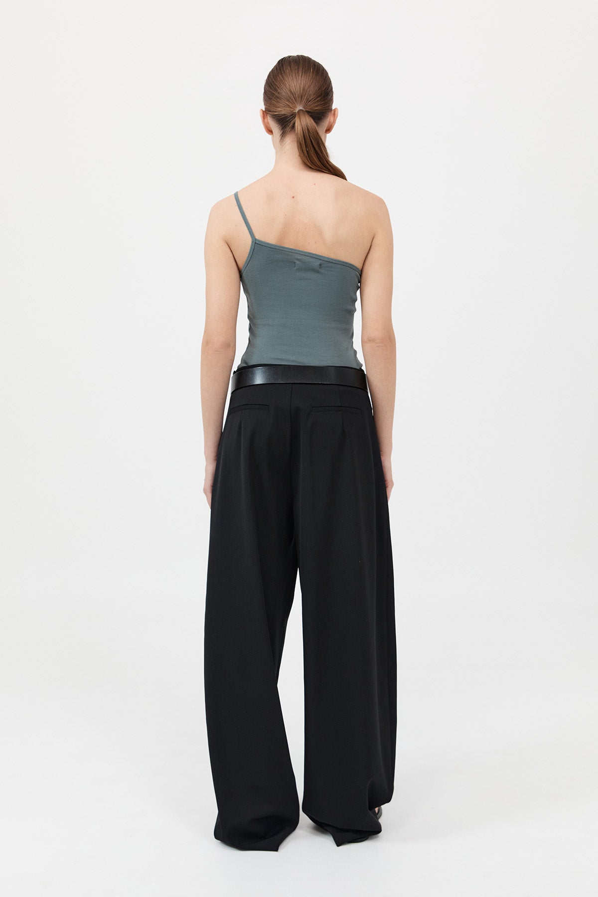 Organic Cotton One Shoulder Tank - Balsam Green
