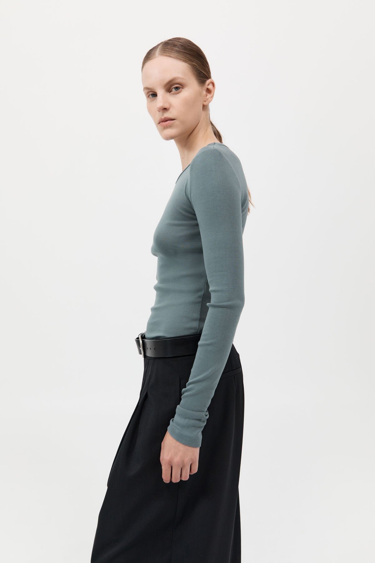 Organic Cotton Long Sleeve Top - Balsam Green