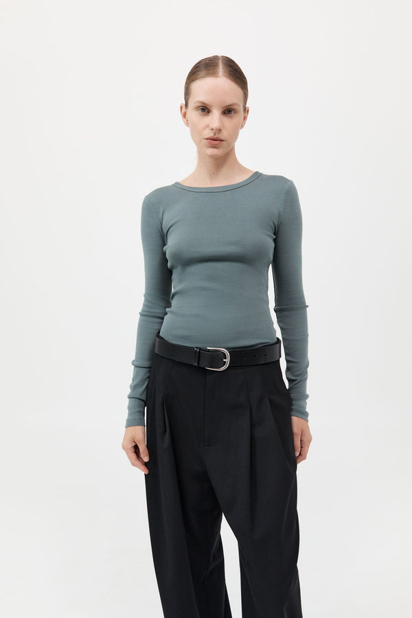 Organic Cotton Long Sleeve Top - Balsam Green