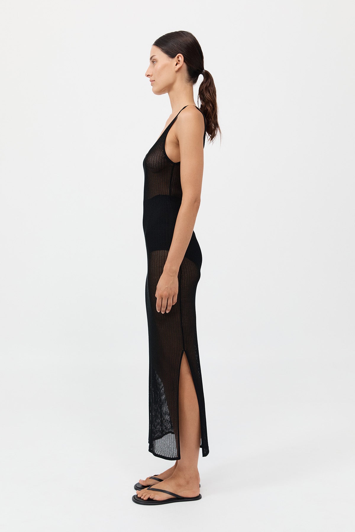 Fine Crochet Tank Dress - Black