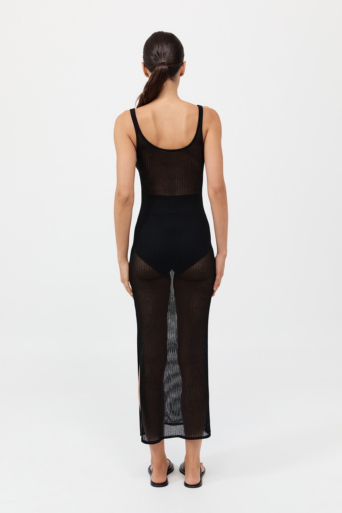 Fine Crochet Tank Dress - Black