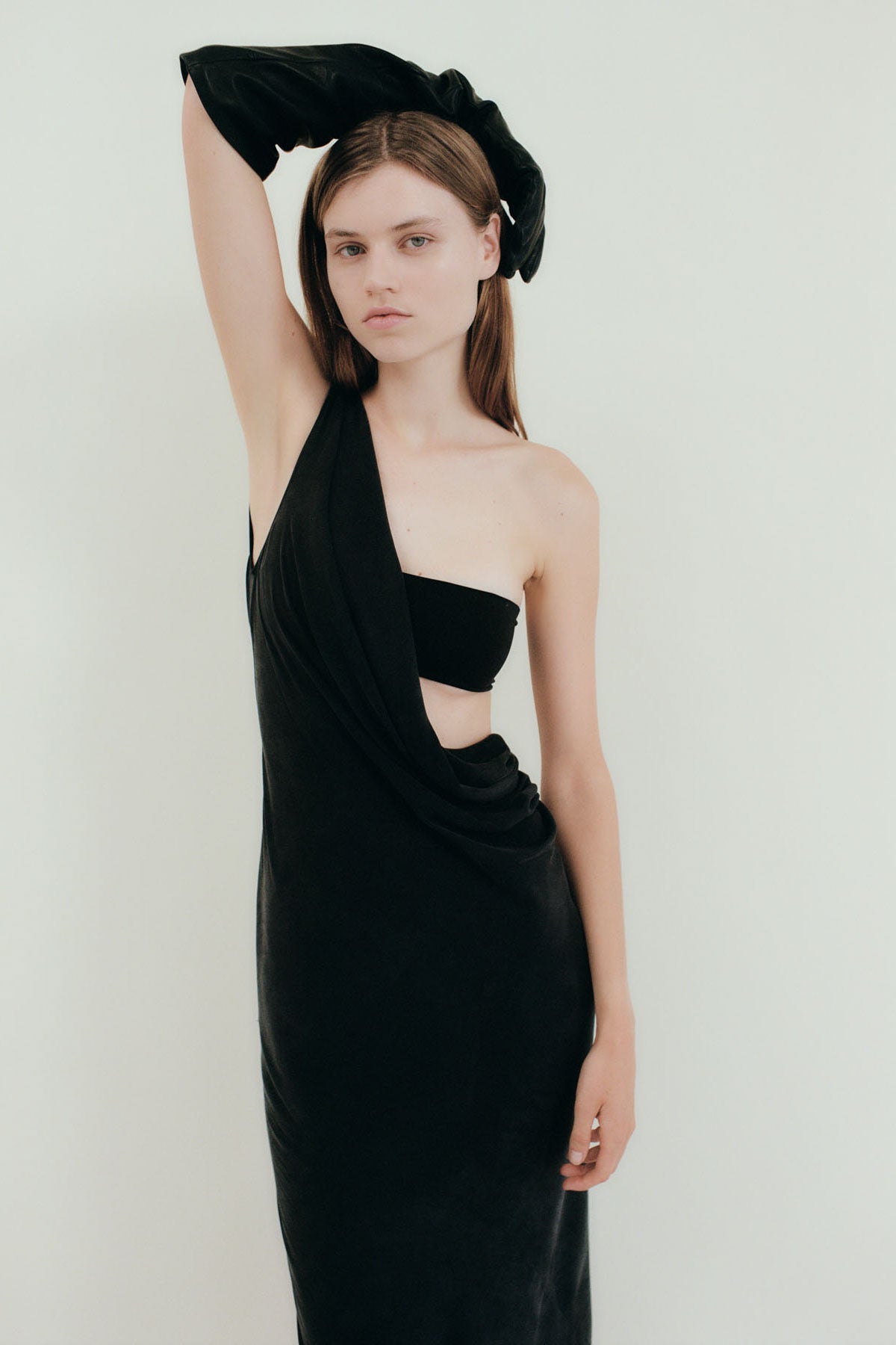 Layered Drape Dress - Black