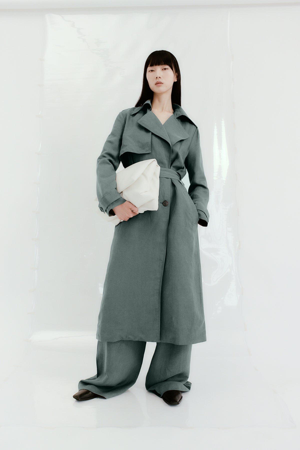 Soft Tailored Trench - Balsam Green