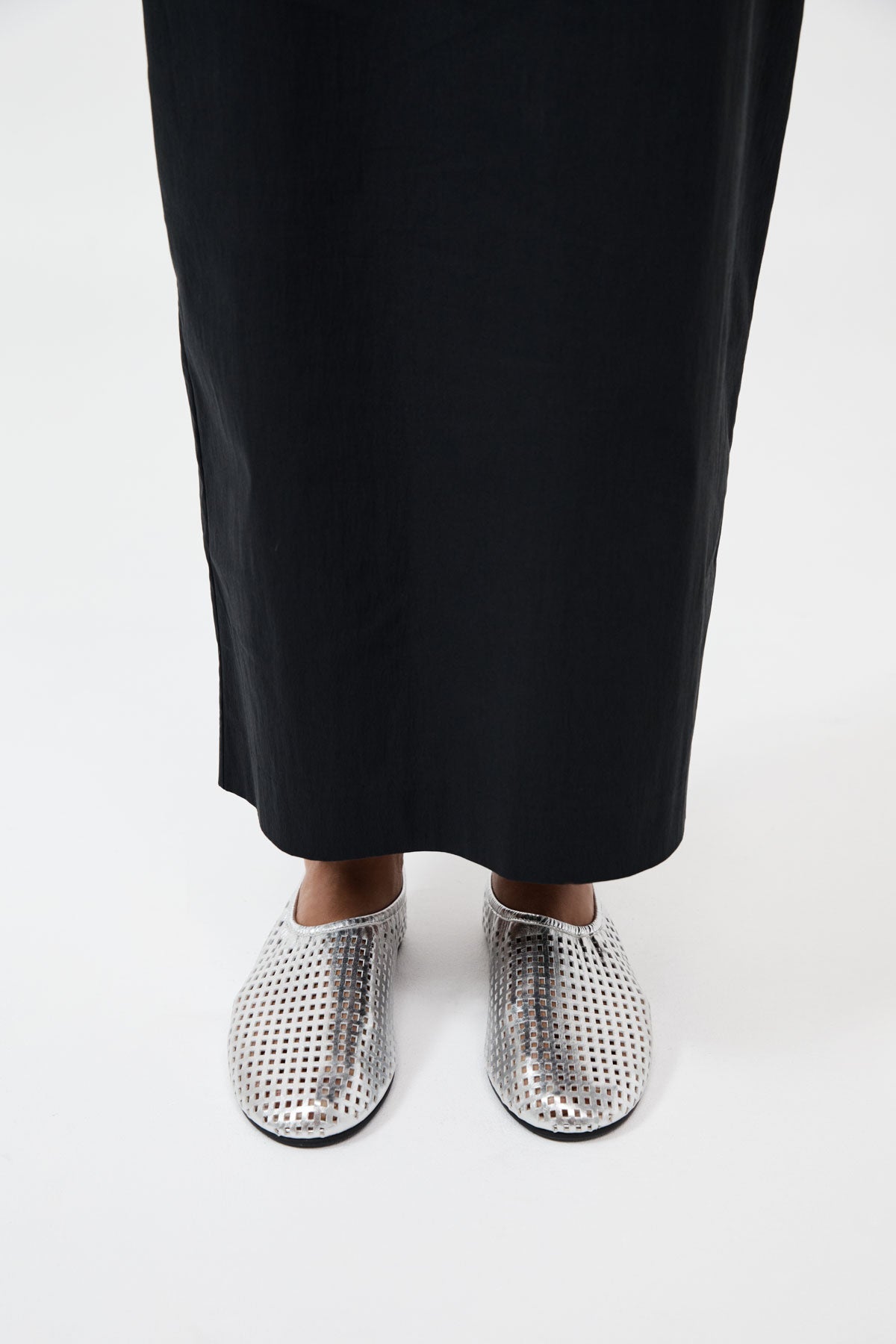 Perforated Ballet Flat - Silver
