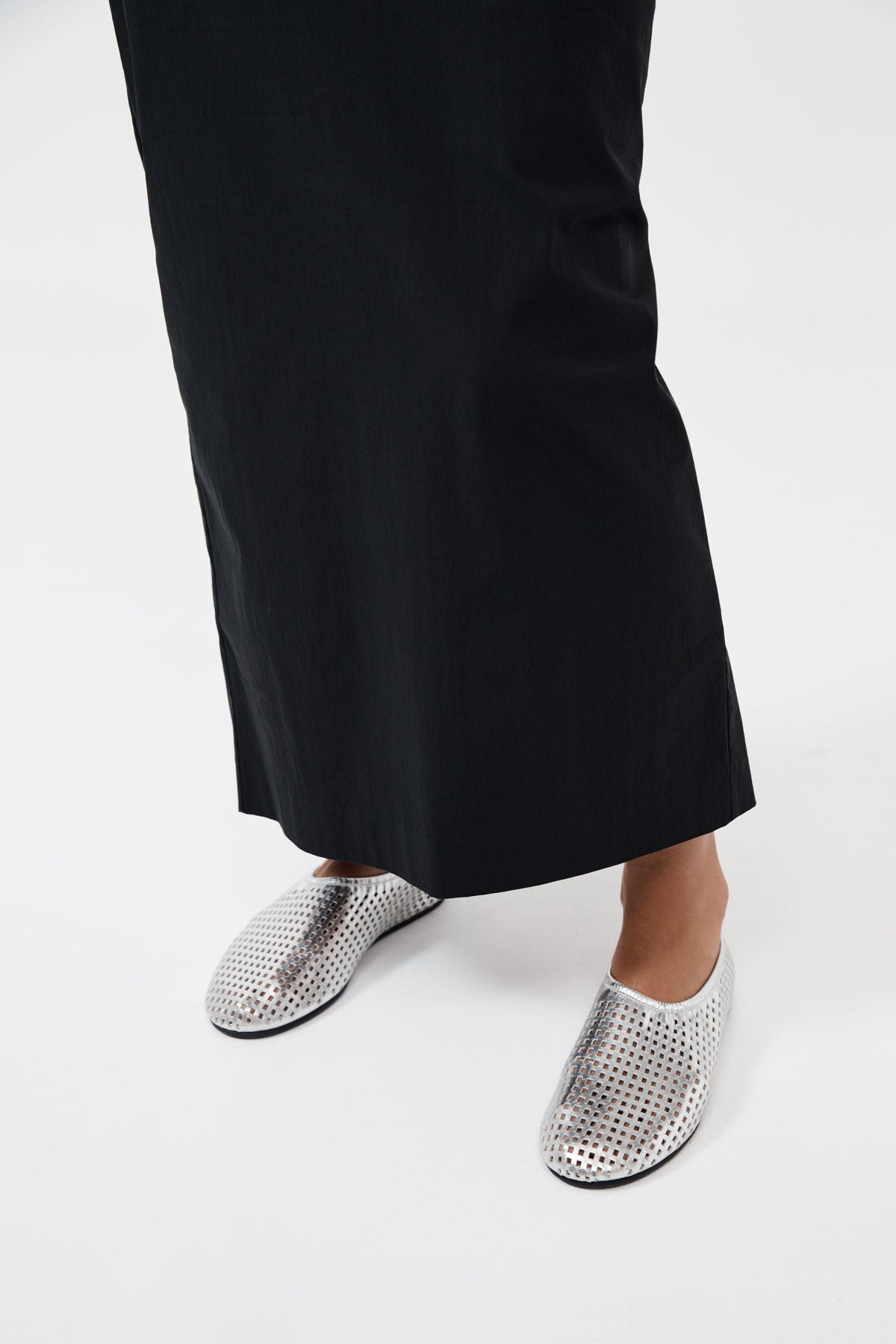 Perforated Ballet Flat - Silver