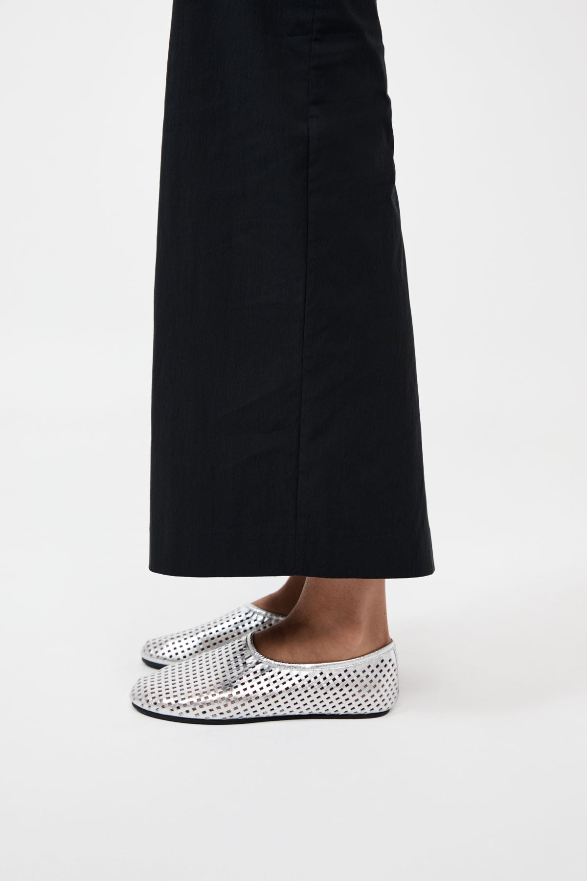 Perforated Ballet Flat - Silver