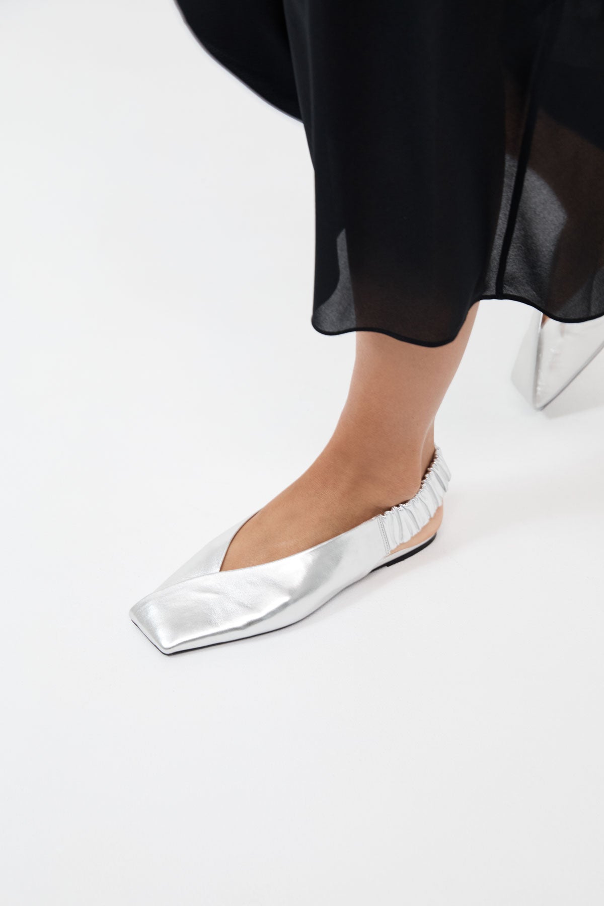 Envelope Sling Back Flat - Silver