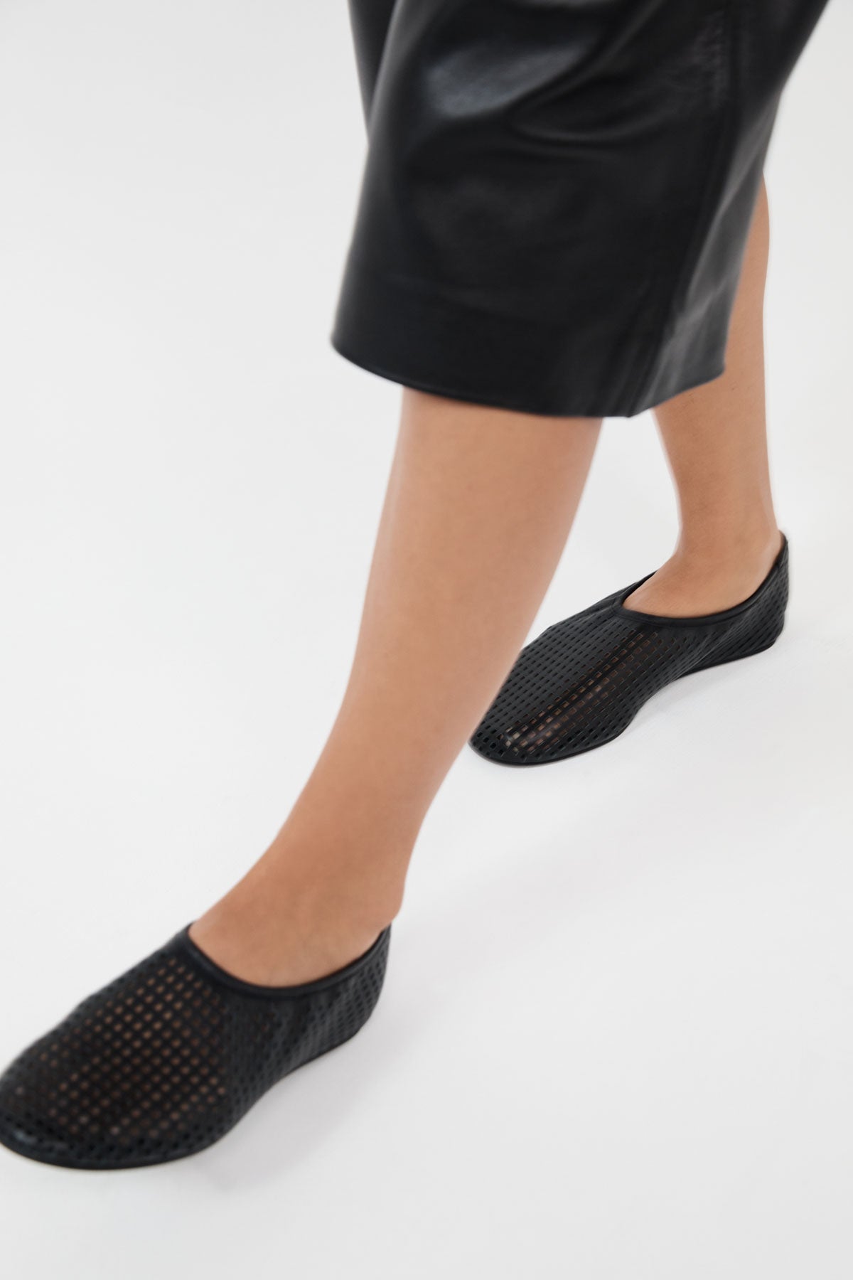 Perforated Ballet Flat - Black