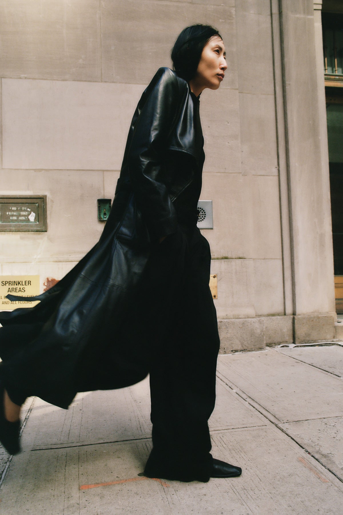 Leather Trench Coat - Black