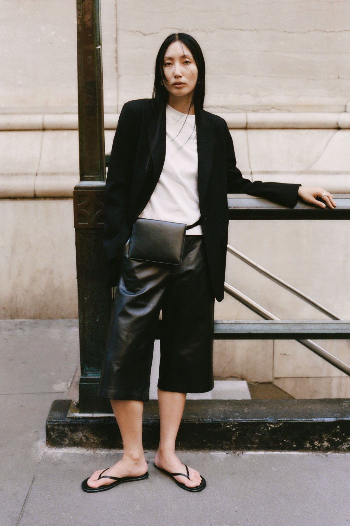 Leather Bermuda Shorts - Black