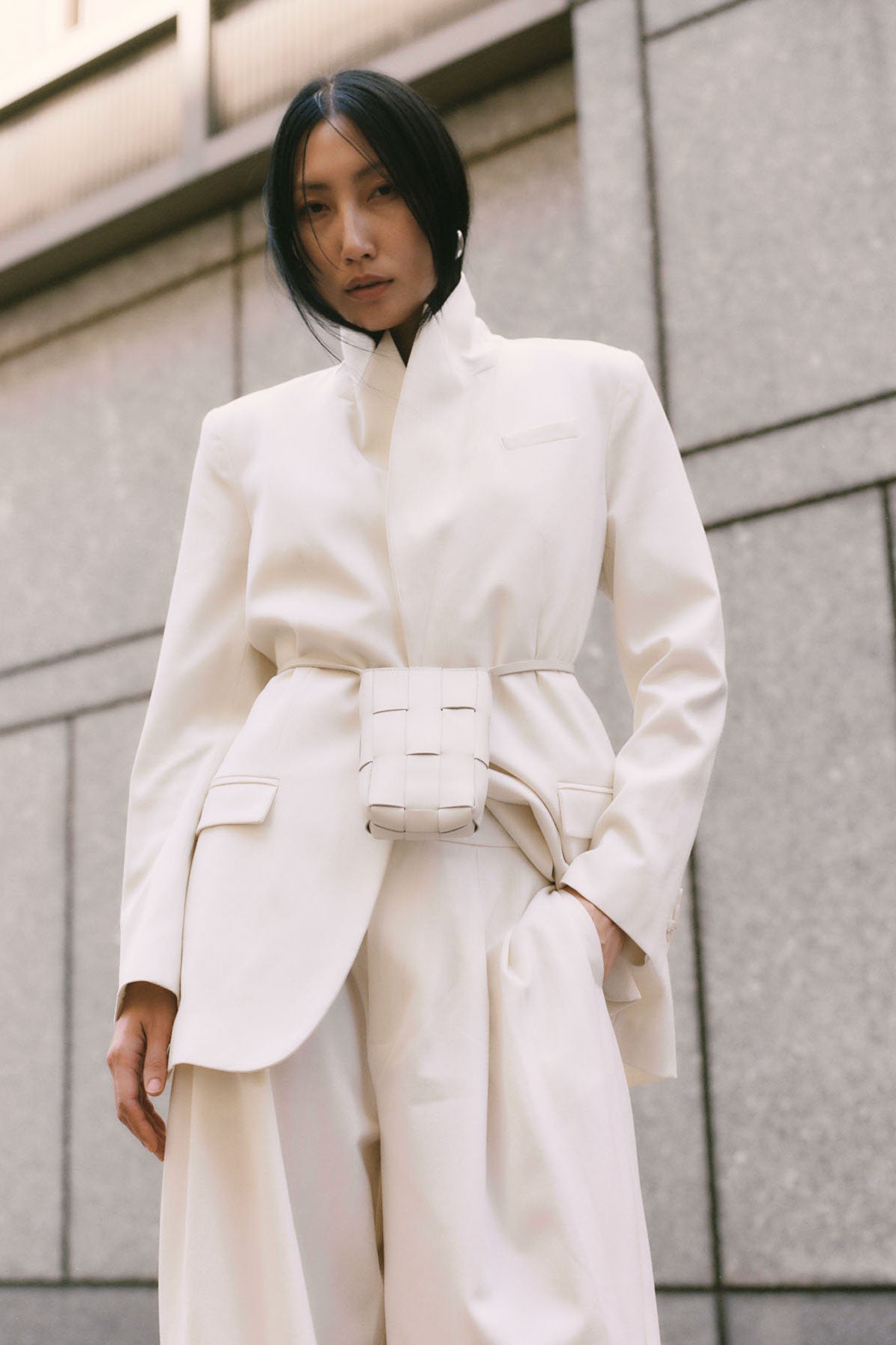 Belt Detail Blazer - Milk