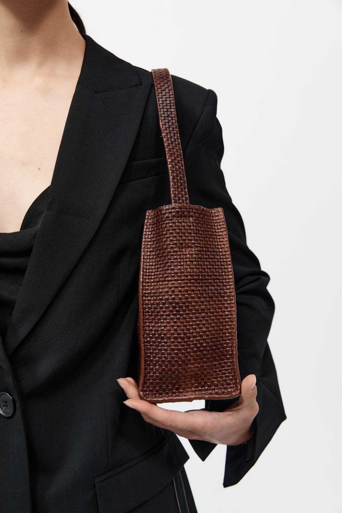 Woven Minimal Mini Tote - Antique Tan