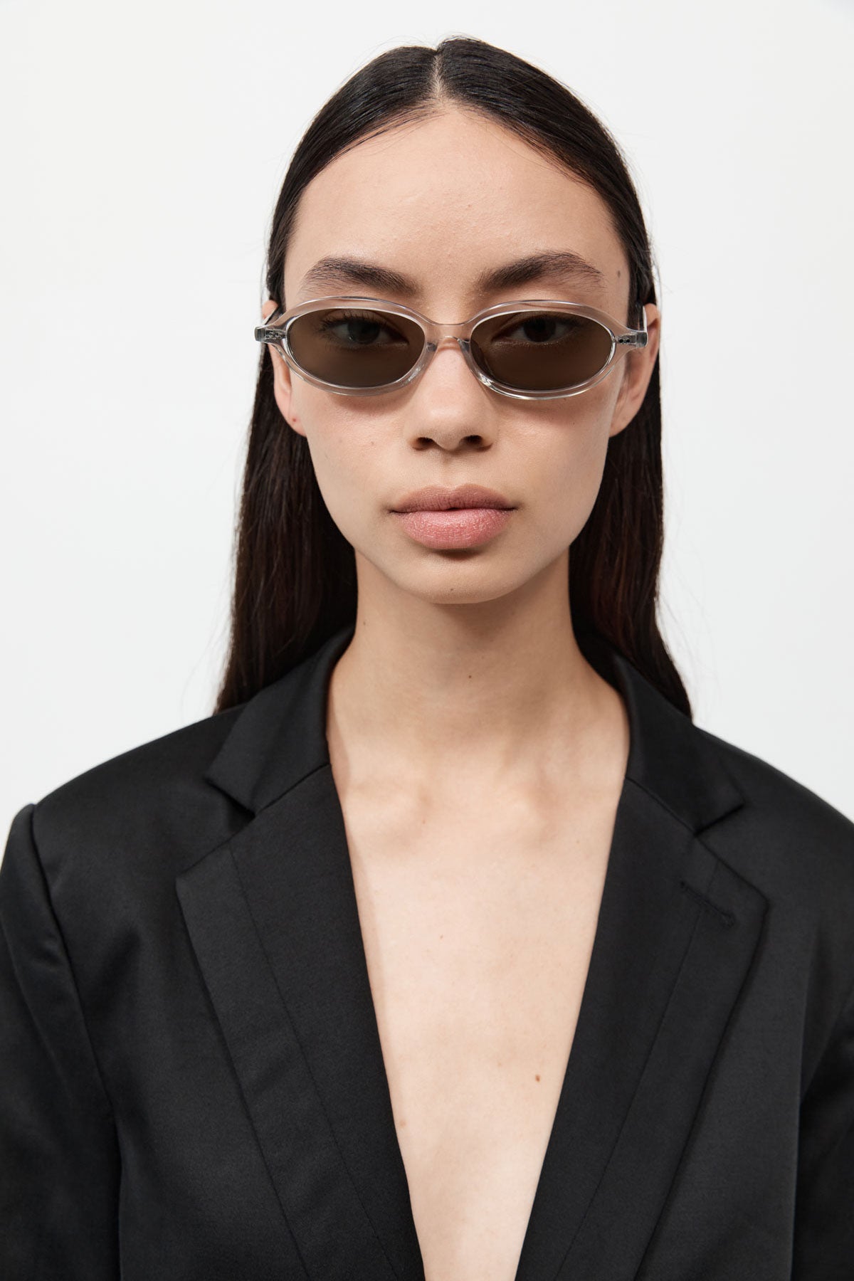 90s Slim Oval Sunglasses - Smoke