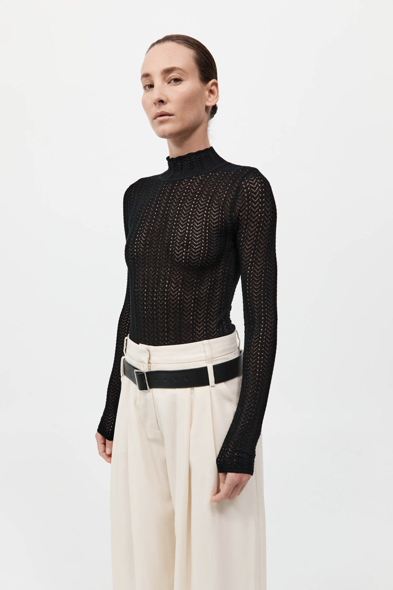Textured Knit Bodysuit - Black