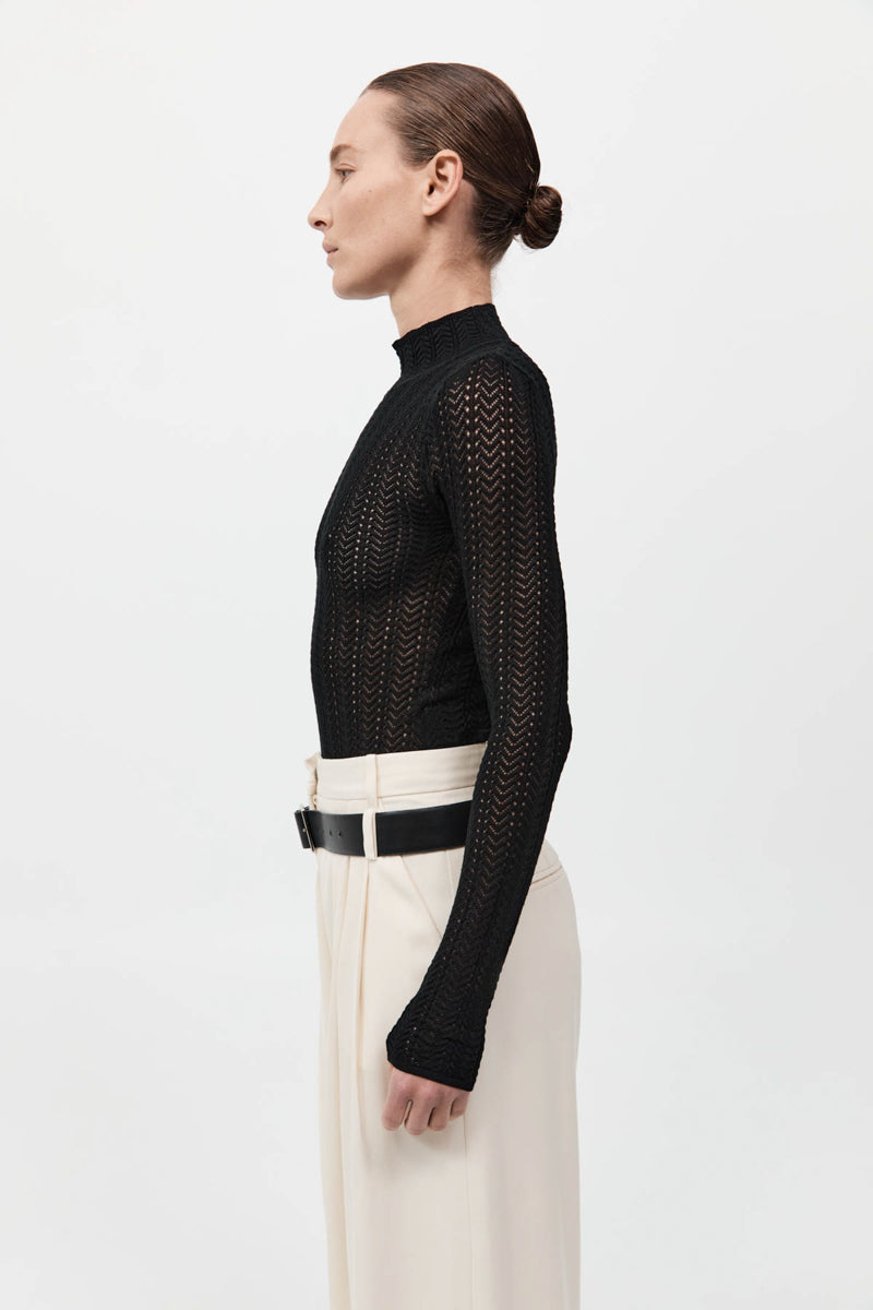 Textured Knit Bodysuit - Black