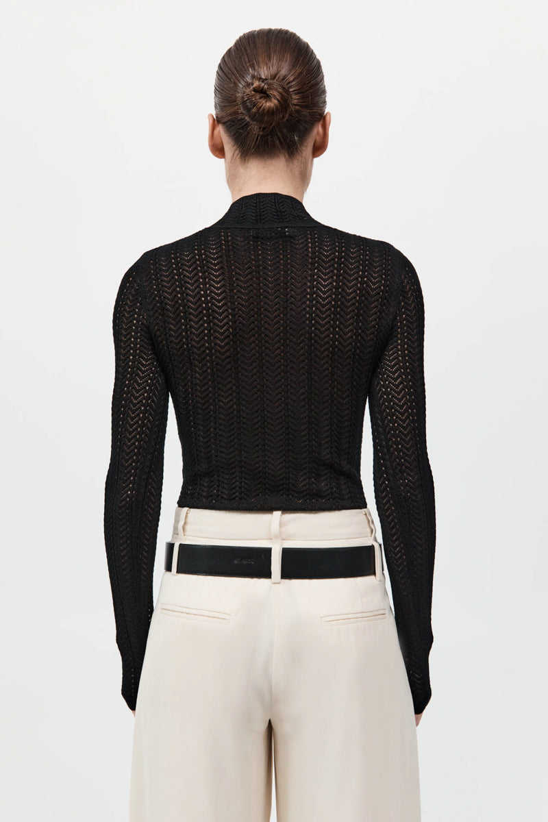 Textured Knit Bodysuit - Black