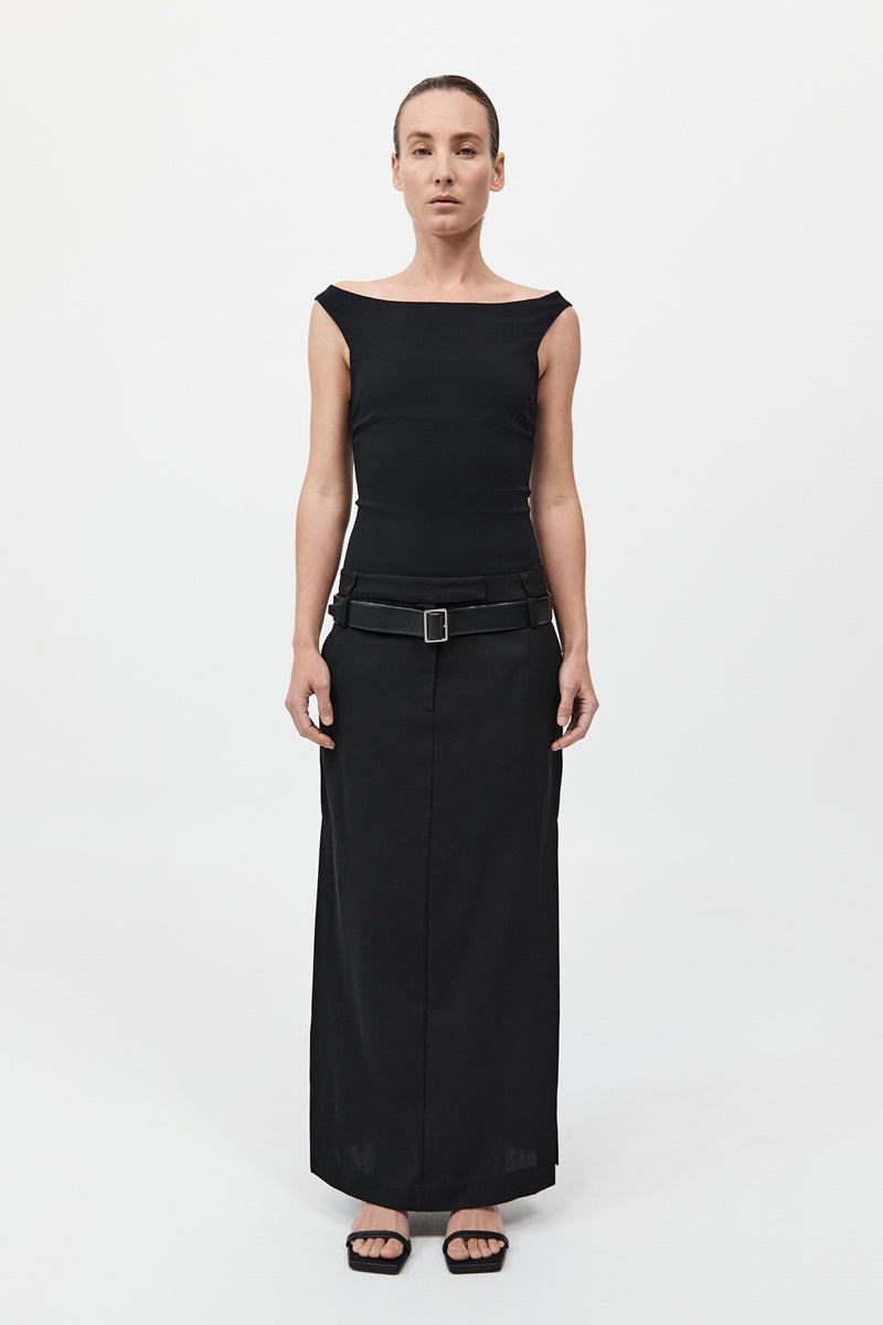 Double Loop Maxi Skirt - Black