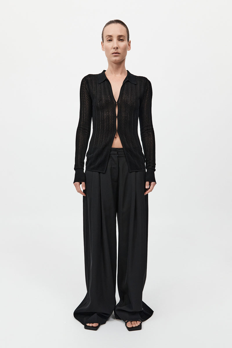 Textured Knit Shirt - Black