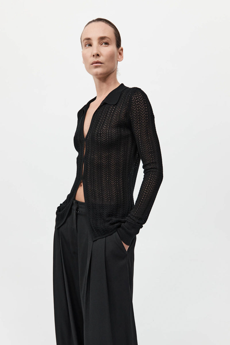 Textured Knit Shirt - Black