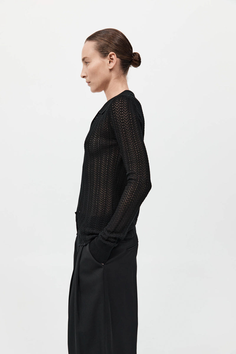 Textured Knit Shirt - Black