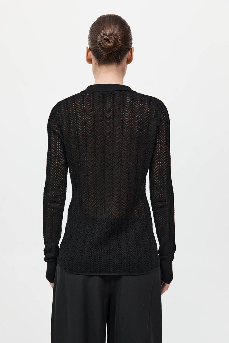 Textured Knit Shirt - Black