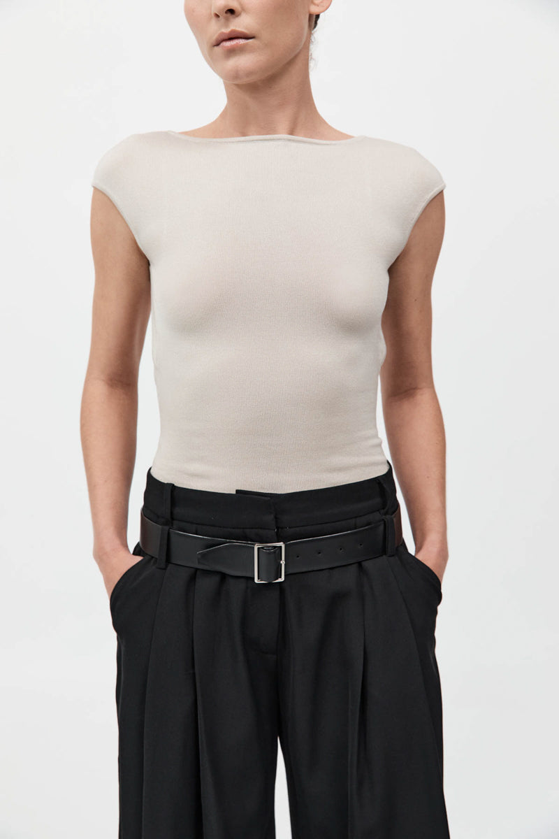 Sculpted Ballet Knit Top - Creme