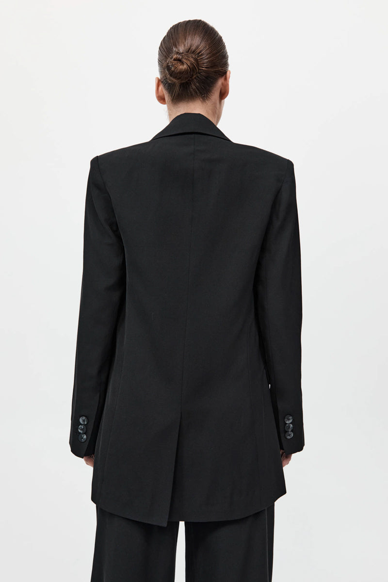 Wool Double Layer Blazer - Black