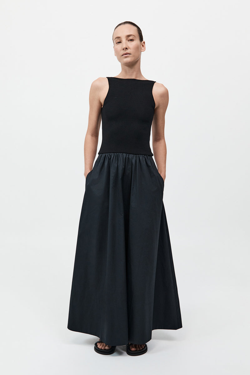 Bateau Cut Out Dress - Black
