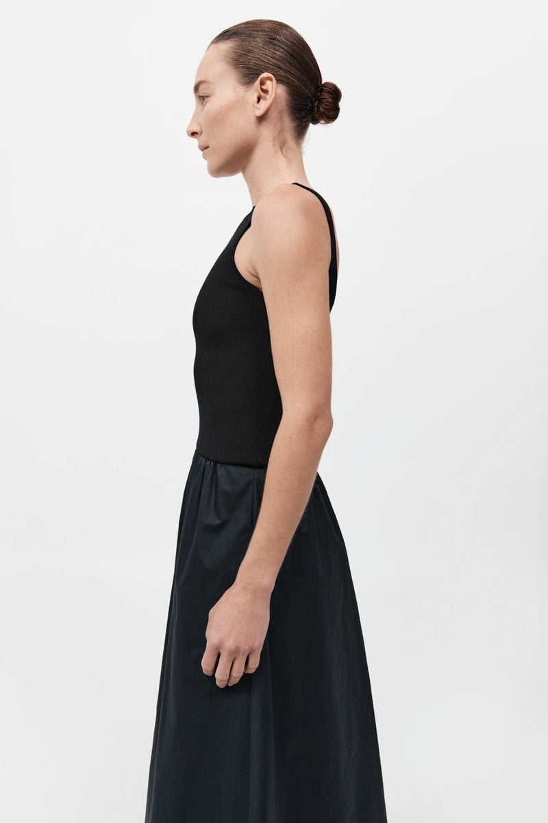Bateau Cut Out Dress - Black
