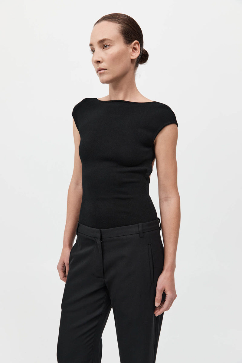 Sculpted Ballet Knit Top - Black