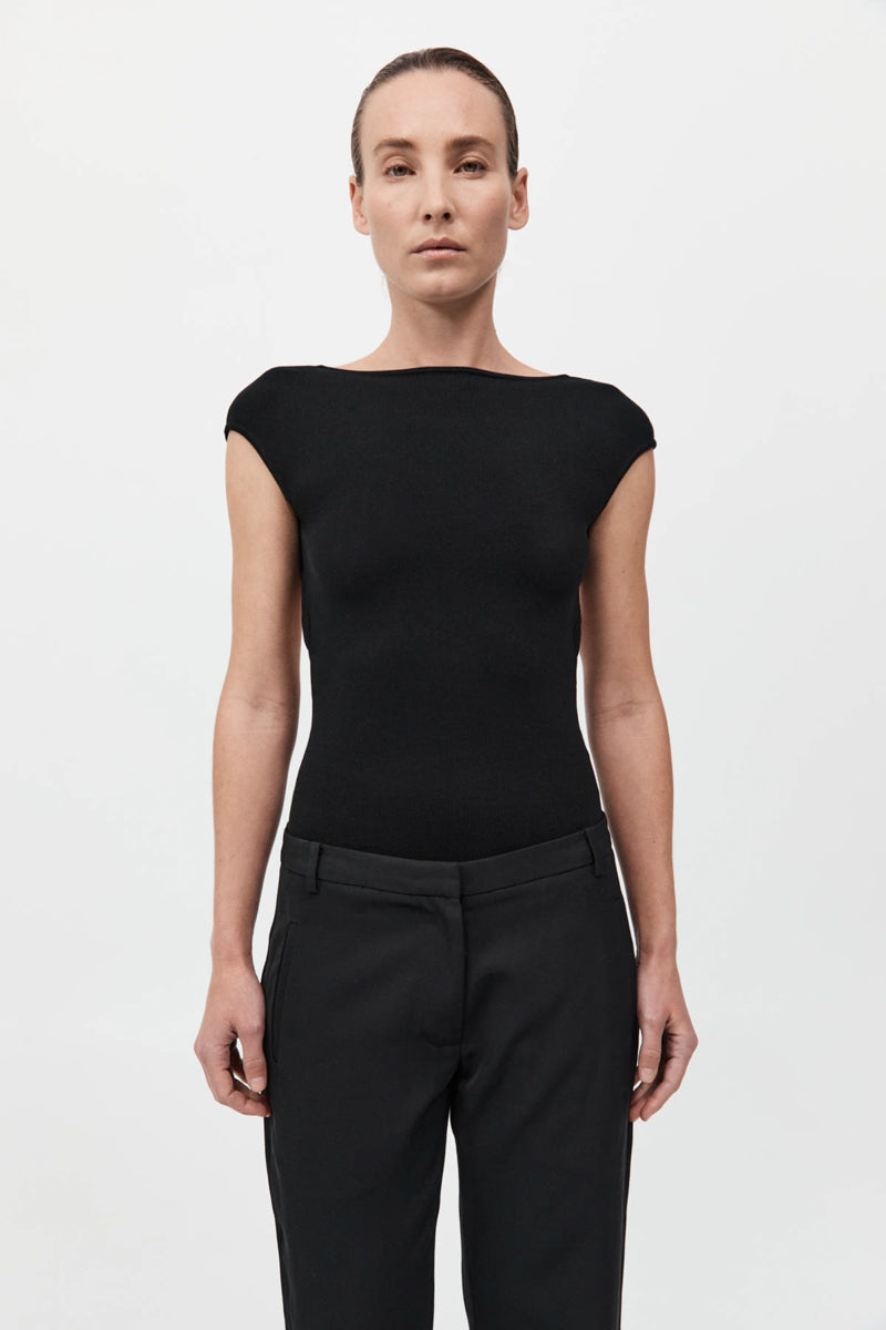Sculpted Ballet Knit Top - Black