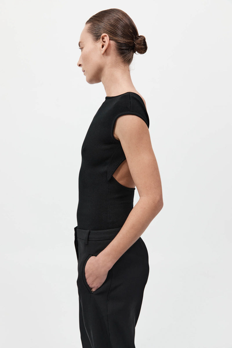 Sculpted Ballet Knit Top - Black