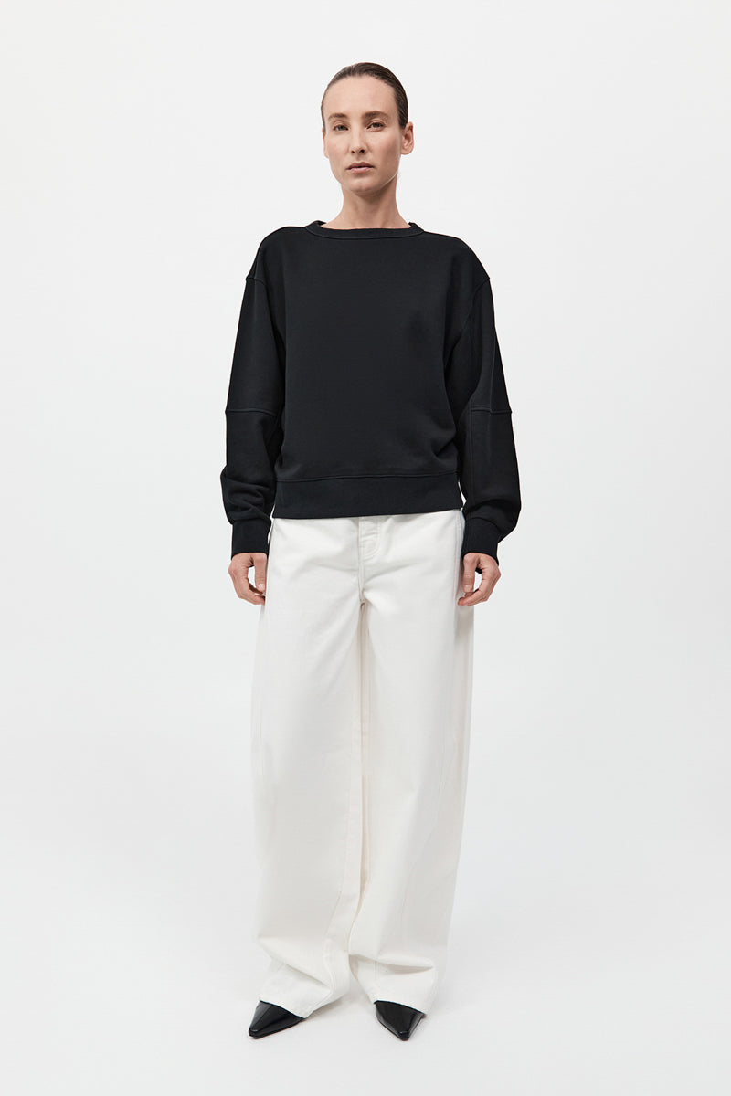 Organic Cotton Panelled Sweater - Black