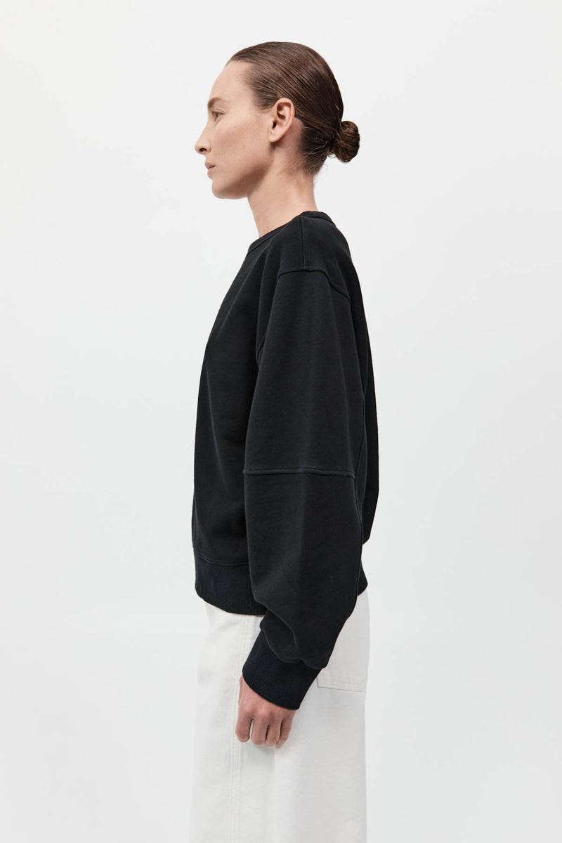 Organic Cotton Panelled Sweater - Black