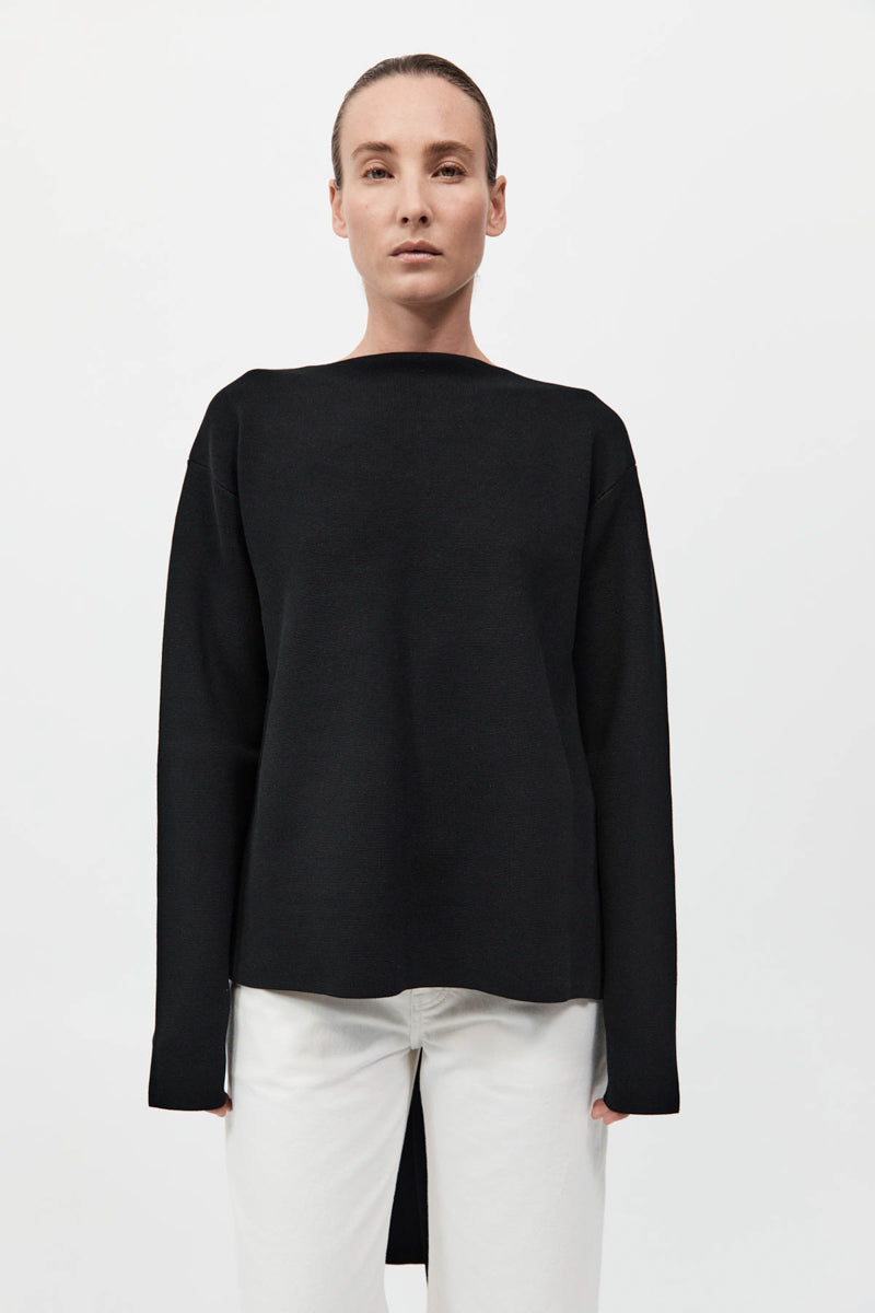 Milano Knit Scarf Jumper - Black