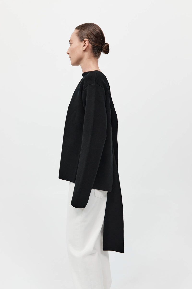 Milano Knit Scarf Jumper - Black