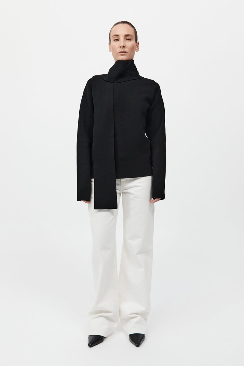 Milano Knit Scarf Jumper - Black