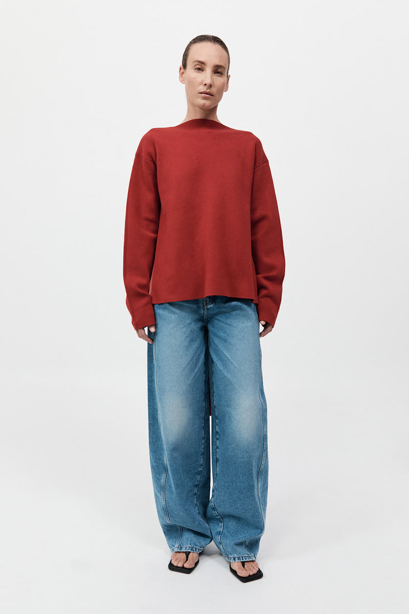 Milano Knit Scarf Jumper - Rosso