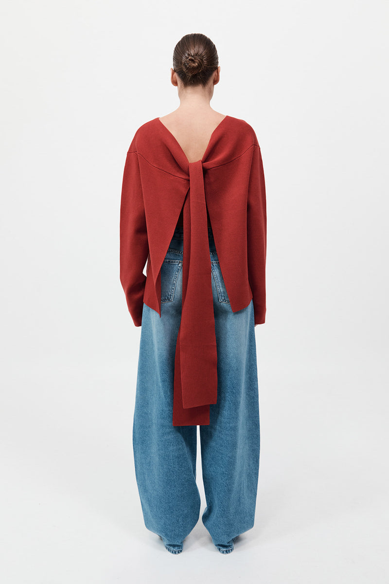 Milano Knit Scarf Jumper - Rosso