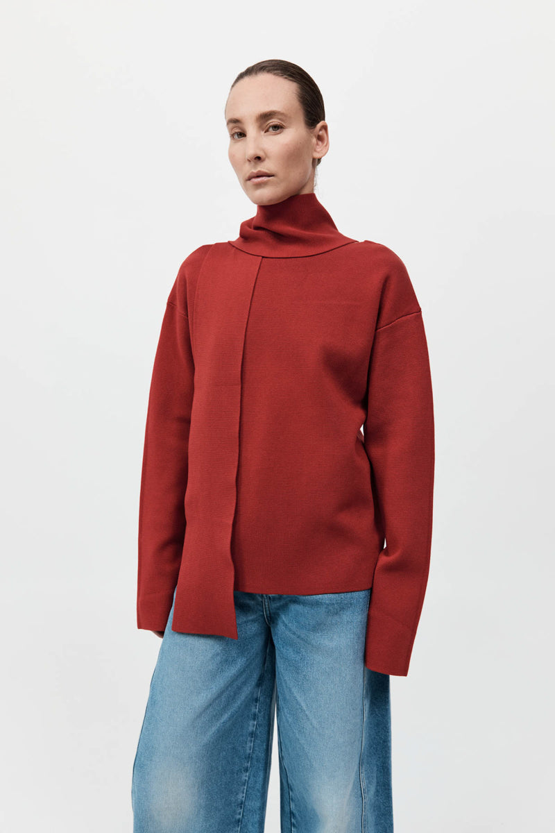 Milano Knit Scarf Jumper - Rosso