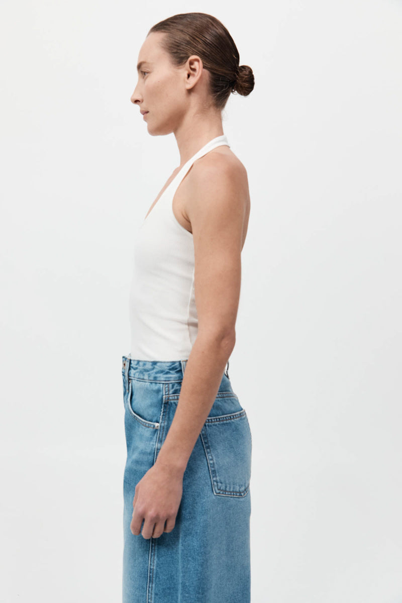 Rib Halter Top - White