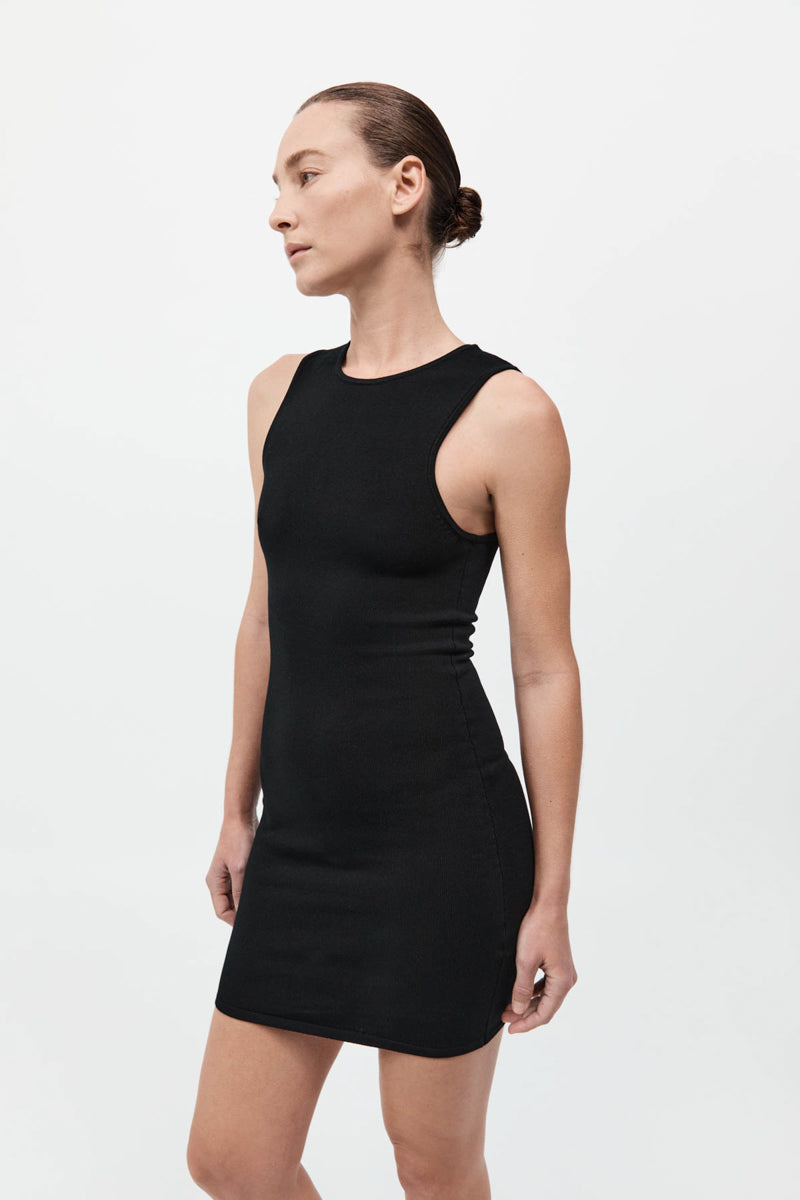 Detachable Layer Knit Dress - Black