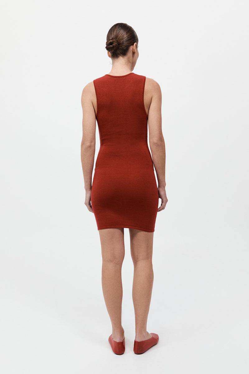 Detachable Layer Knit Dress - Rosso